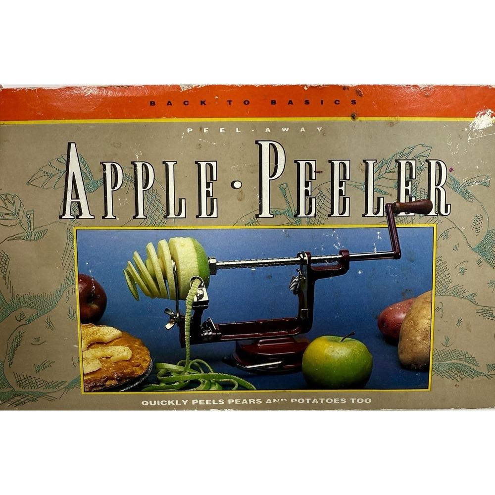 Apple Peeler Back to Basics‎ A505 Cast Iron Suction Base Wood Handle Vintage